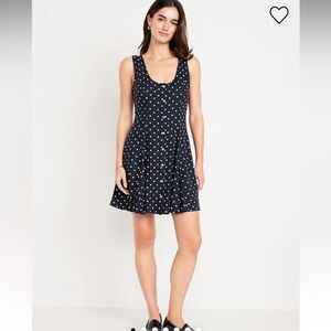 NWT - Old Navy | Navy & White Polka Dot Fit & Flare Crepe Mini Dress